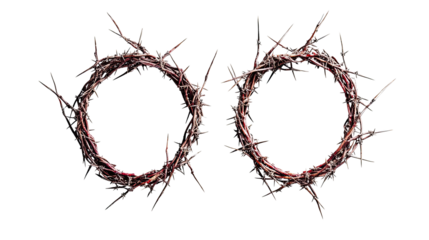 Set of Jesus' Crowns of Thorns Isolated on a Transparent Background Generative AI
