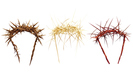 Three Crowns of Thorns Symbolizing the Suffering of Jesus Christ Generative AI