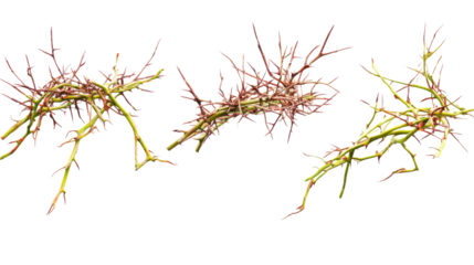 Collection of Crowns of Thorns Symbolizing Jesus Christ's Suffering Generative AI