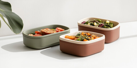Healthy food in prepared boxes