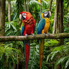Obraz premium Colorful Macaws in Jungle