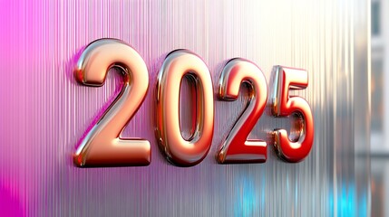 2025 new year background with shiny and glossy text	