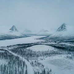 Obraz premium Snowy Lapland landscape