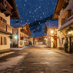 Obraz premium Snow-covered alpine village