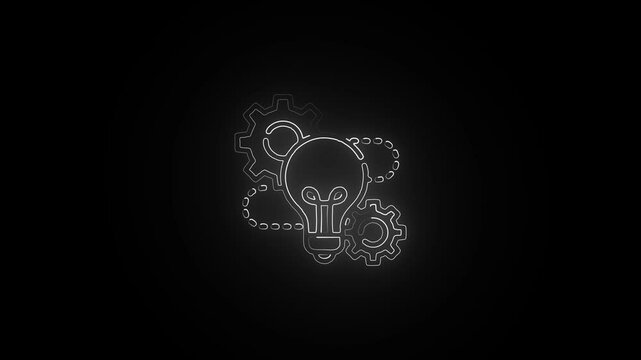 Glowing neon Lightbulb icon isolated on black background. HD Video motion graphic animation