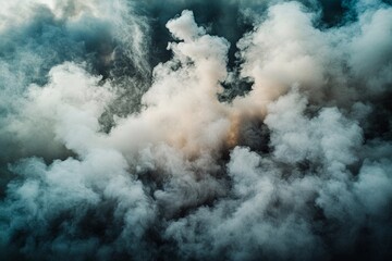 Mysterious clouds swirling in a dark sky at twilight, painting an ethereal scene. Generative AI