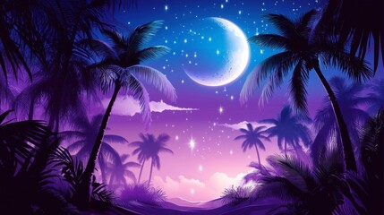 Magical Night Sky Over Tropical Landscape