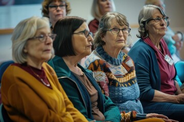 Senior women in educational course  emphasizing lifelong learning and collaboration