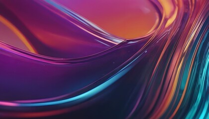 Abstract neon colorful curve holographic 3D fluid glass effect background image
