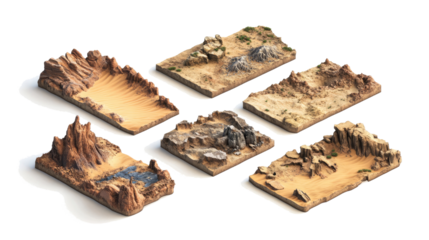 Collection of Desert Terrain Models Showcasing Barren Landscapes Generative AI