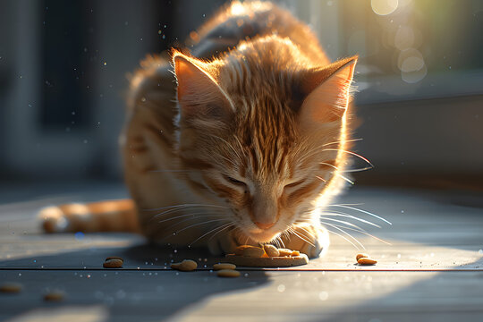 Pro photo of a Cheetoh cat eating a treat