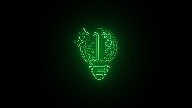 Glowing neon Insight creativity icon isolated on black background. HD Video motion graphic animation
