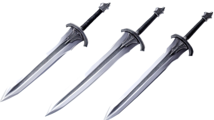 Collection of Fantasy Swords Isolated on a Transparent Background Generative AI