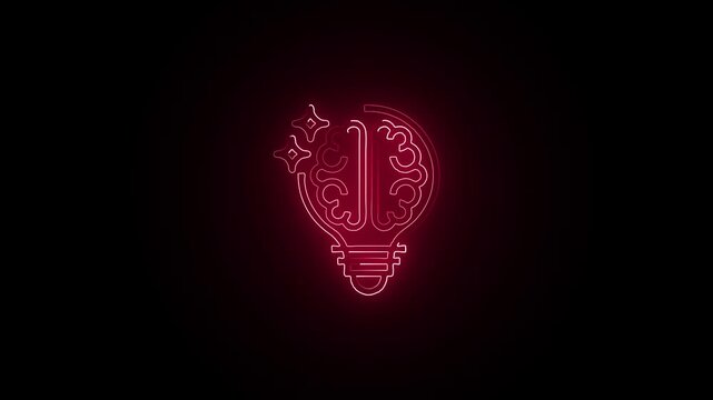 Glowing neon Insight creativity icon isolated on black background. HD Video motion graphic animation

