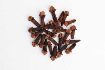 Dried cloves on a white background