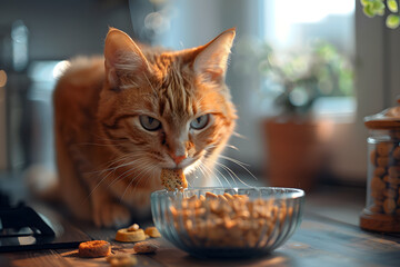 Pro photo of a Sokoke cat eating a treat