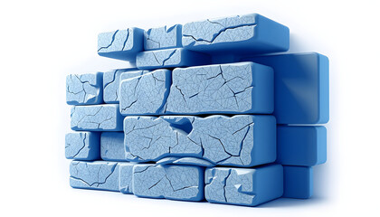 Fototapeta premium Stress Blue Grey Blocks isolated with white highlights, png