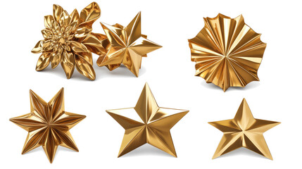 Obraz premium Set of Five Golden Stars for Product Ratings and Reviews Display Generative AI