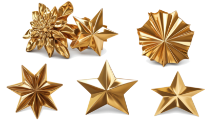 Set of Five Golden Stars for Product Ratings and Reviews Display Generative AI