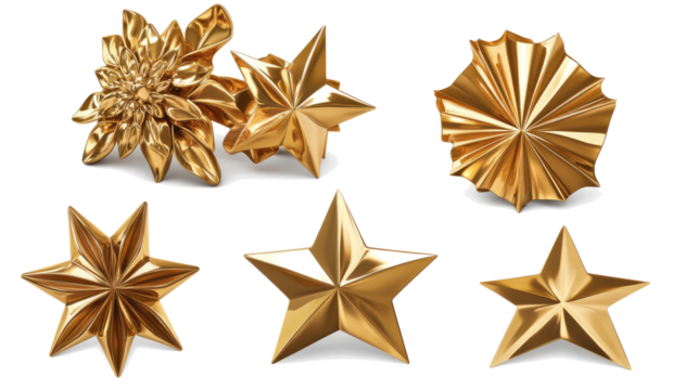 Set of Five Golden Stars for Product Ratings and Reviews Display Generative AI