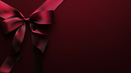 Elegant red ribbon on a deep burgundy background
