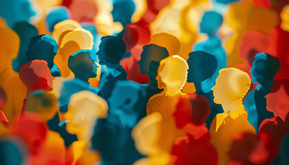 Men and women group, speech bubble talk. People crowd voice, blogging. Message noise, Network Connect Idea. Social Media communication, discussion, concept. Overlay color