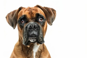 Obraz premium Portrait of German Boxer in front of white background