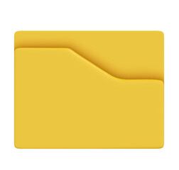Empty yellow folder icon 3d on png transparent background.