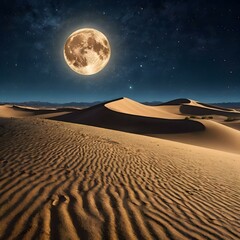 Desert Dunes under Full Moon