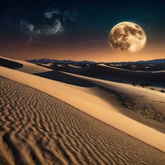Desert Dunes under Full Moon