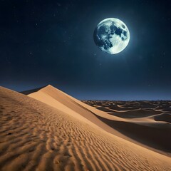 Desert Dunes under Full Moon
