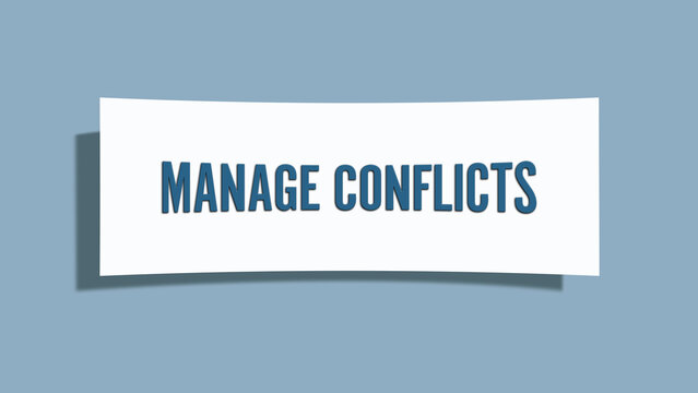 Manage Conflicts. A card isolated on blue background.