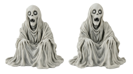 Collection of Ghostly Figures Appears on a Transparent Background Generative AI