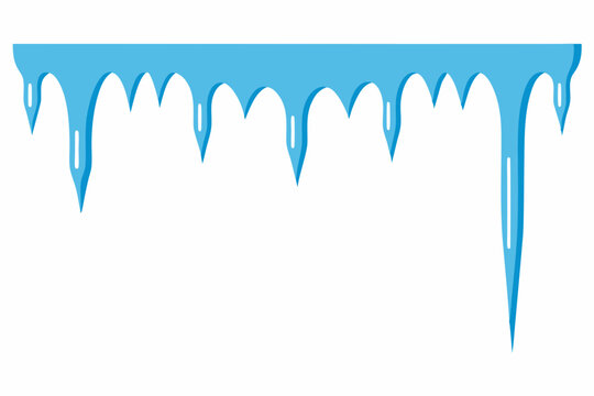snow icicles. Winter snow caps with ice. Flat vector design isolated on blue background. Snowdrifts, icicles, elements winter decor. Christmas, New Yeare 