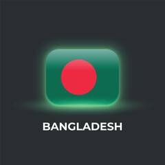 Glowing Bangladesh Flag in Dark Background with Vibrant Colors