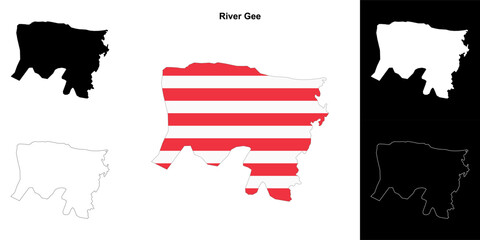 River Gee county outline map set
