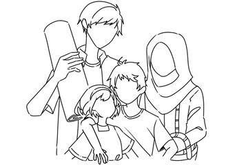 Obraz premium father, mother, son and daughter are shopping