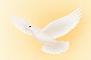Obraz premium Close-up view of a white dove with open wings highlighting beauty and purity against a soft gradient backdrop