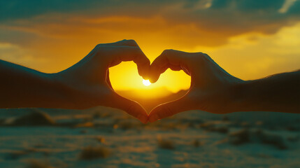 Couple’s hands forming heart