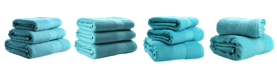 Soft Blue Towels Set On Transparent Background
