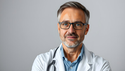 Portrait of psychotherapist isolated with white highlights, png