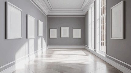A large room with white walls and a white floor