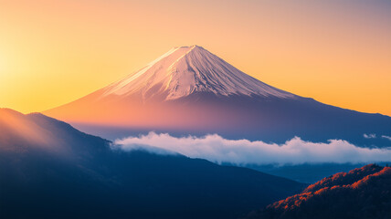 星空の下で目覚める富士山
