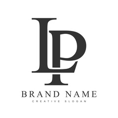 LP trendy logotype template. Initial letter l and p classic font style. Creative logo for company name or identity.