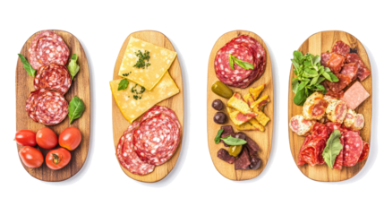 Italian Charcuterie Boards Featuring Assorted Appetizers on Platters Generative AI