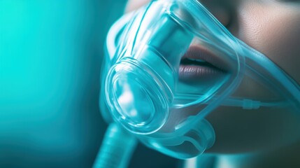 Medical care scene with oxygen mask in use for patient support