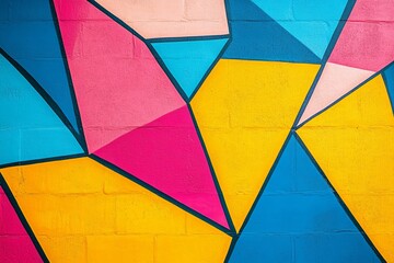 Fototapeta premium Bright and bold abstract pop-art poster featuring vibrant colors and overlapping shapes with a lively design