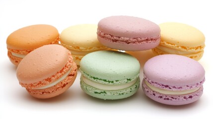 Obraz premium Colorful Macarons on White Background.