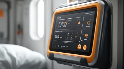 High-Definition Medical Tablet Interface Displaying Vital Signs Alerts for Patient Monitoring, Emphasizing Healthcare Technology and Real-Time Response in a Clinical Setting