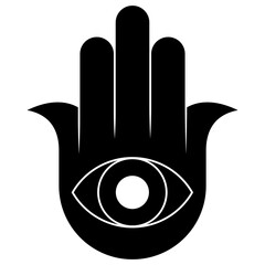 Hamsa protection symbol, hand of fatima symbol, illustration of Jamsa with god's eye